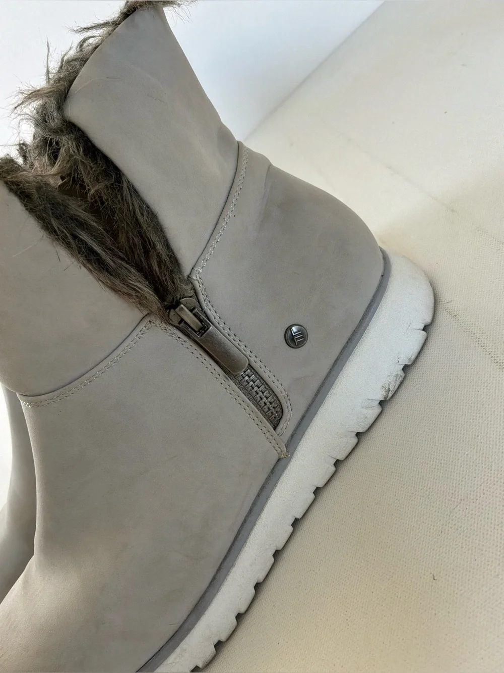 London Fog Collection Women’s Faux Fur Lined Ankle Boots Gray Size 8M